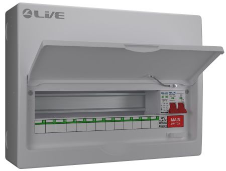 Live Electrical LSMC12M-SP 12-Way Metal 100A Main Switch DP SPD Consumer Unit (9 Useable Ways)