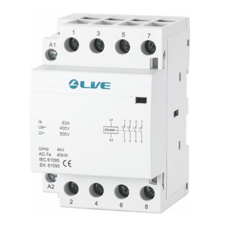 Live Electrical 4 Pole 25A Normally Open AC Contactor | MAC4P25