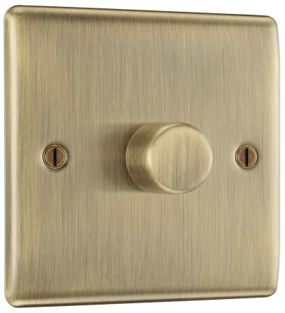 BG Nexus Metal Antique Brass 1 Gang 2 Way Trailing Edge 200W Dimmer | NAB81