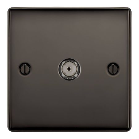 BG Nexus Metal Black Nickel 1 Gang Co-Axial Socket Outlet | NBN60