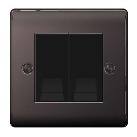 BG Nexus Metal Black Nickel Double Telephone Slave Socket | NBNBTS2