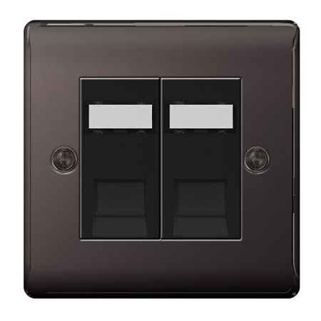 BG Nexus Metal Black Nickel Double RJ45 Data Socket | NBNRJ452