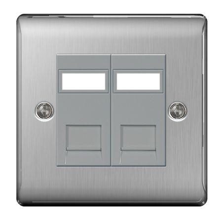 BG Nexus Metal Brushed Stainless Steel Double RJ45 Data Socket | NBSRJ452