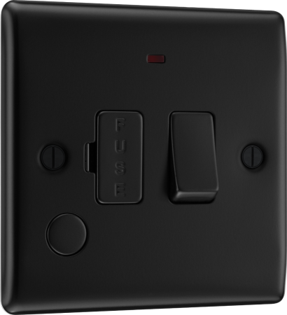 BG Nexus Metal Matt Black 13A Switched Fused Spur Flex Outlet & Neon | NFB53