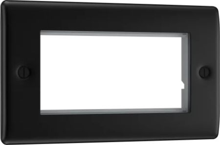 BG Nexus Metal Matt Black 4 Module Euro Module Front Double Plate | NFBEMR4