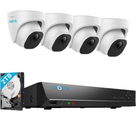 Reolink 4K+ UHD NVR PoE AI 8ch 4x Dome CCTV Kit 2TB HDD | NVS8-5KD4-A