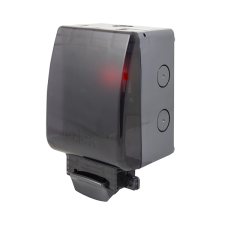 Click AQUIP66 1G Weatherproof IP66 Transparent Lid Outdoor Socket & Neon | OA835T