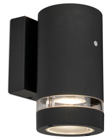 Kosnic Lighting Ocala Single Down GU10 Wall Light with Dusk to Dawn Sensor Black | OCAD-BLK/DS