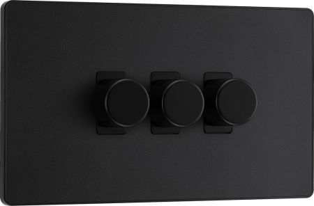 BG Evolve PCDMB83B 2-Way Trailing Edge LED 200W Triple Dimmer Switch Push On/Off - Matt Black