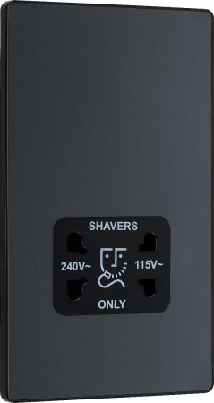 BG PCDMG20B Matt Grey Evolve 115-240V Dual Voltage Shaver Socket - Black Insert