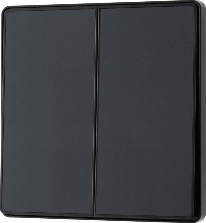 BG Evolve Matt Grey 2 Gang 2-Way 20A Edge to Edge Rocker Light Switch | PCDMG42EB
