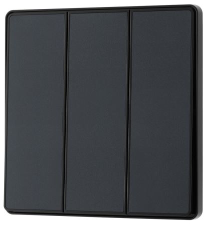 BG Evolve Matt Grey 3 Gang 2-Way 20A Edge to Edge Rocker Light Switch | PCDMG43EB