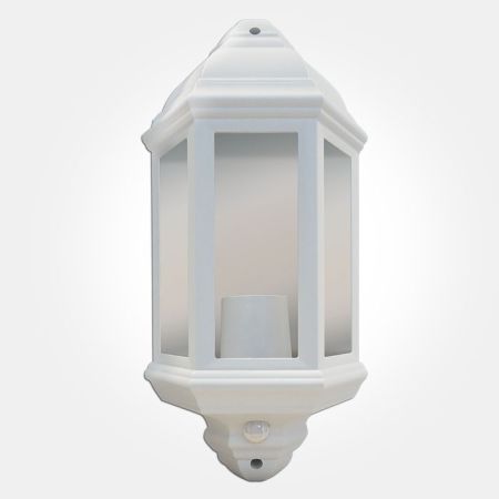 Eterna Outdoor White Half Lantern With PIR Sensor | PIRHL60WH