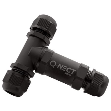 Unicrimp Q-Nect 5 Pole 2 Way 24A IP68 T-Connector Black | QOE3053BLK