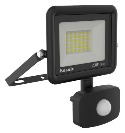 Kosnic Rhine II 20W LED PIR Floodlight 4000K Black | RHI20-W40/S