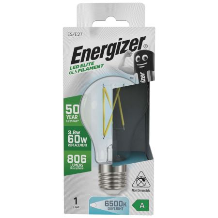 Energizer LED Elite A-Rated GLS E27 Filament 806lm 3.8W 6500K Daylight | S29629