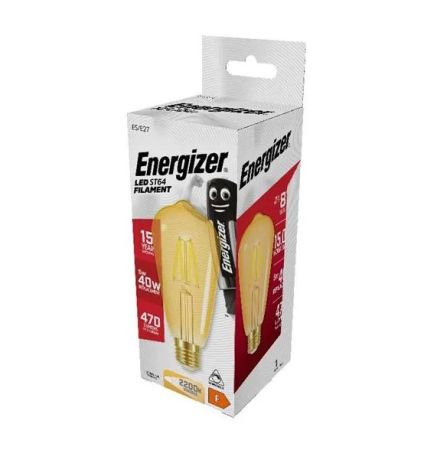 Energizer 5w LED Filament Dimmable Gold ST64 E27/ES 2200K Extra Warm White | S15026