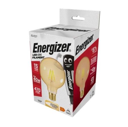 Energizer 5w LED Filament Dimmable Gold G95 E27/ES 2200K Extra Warm White | S15028