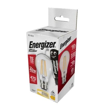 Energizer 4w LED Filament GLS Lamp B22/BC 2700K Warm White | S12862