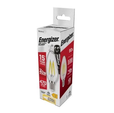 Energizer 4w LED Filament Candle Lamp E14/SES 2700K Warm White | S12869