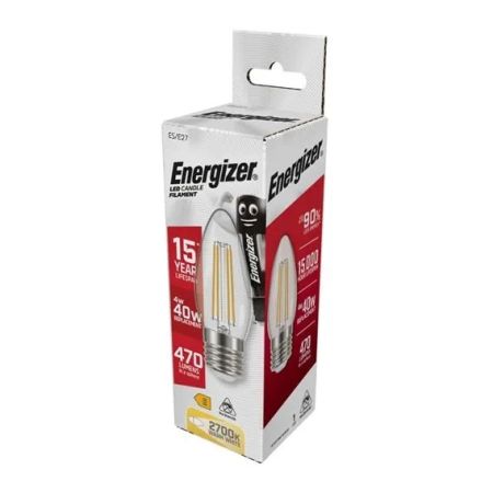 Energizer 4w LED Filament Candle Lamp E27/ES 2700K Warm White | S12870