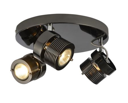 Inlight Pedro 3 Light Plate GU10 Spotlight Black Chrome
