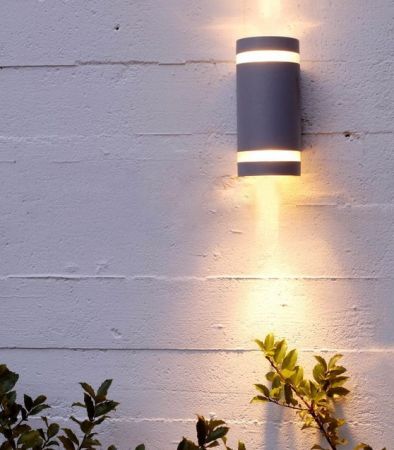 Lutec Focus Up & Down Exterior Wall Light with Dusk to Dawn Sensor Matt Black| 5604023012