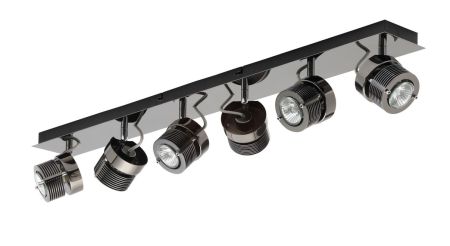 Inlight Pedro 6 Light Bar Spotlight GU10 Black Chrome