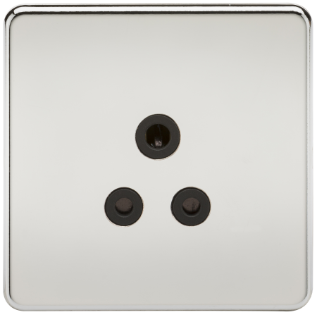 Knightsbridge Screwless Polished Chrome 5A Unswitched Round Socket Black Insert SF5APC