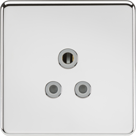 Knightsbridge Screwless Polished Chrome 5A Unswitched Round Socket Grey Insert SF5APCG