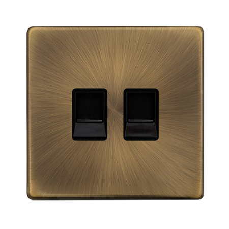 Click Definity Antique Brass Twin Telephone Master Socket - SFAB121BK