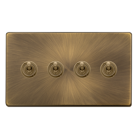 Click Definity Antique Brass 4-gang 2-way Toggle Light Switch - SFAB424