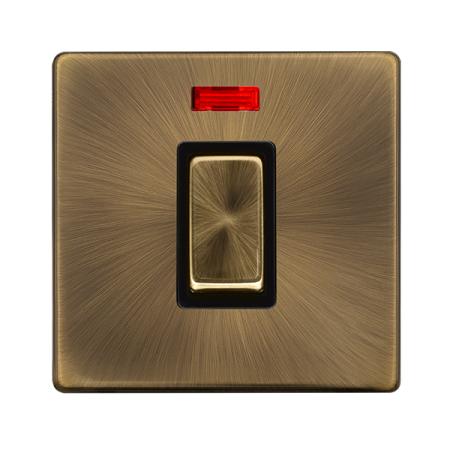 Click Definity Antique Brass 1g Dp 45a Cooker Switch & Neon - SFAB501BK