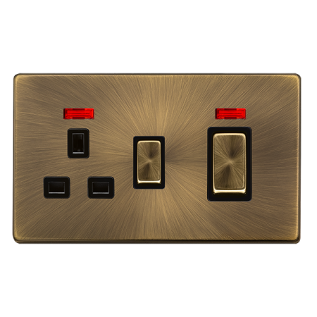 Click Definity Antique Brass 2g Dp 45a Cooker Control Unit & Neon - SFAB505BK