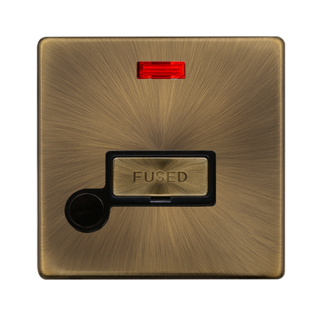 Click Definity Antique Brass 13a Un-switched Spur Flex Outlet & Neon - SFAB553BK