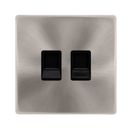 Click Definity Complete Twin Telephone Master Outlet Brushed Steel Black Insert | SFBS121BK