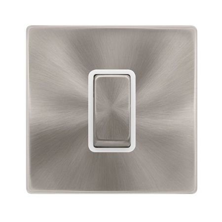 Click Definity Brushed Steel 50A Single DP Cooker Switch White Insert | SFBS500PW