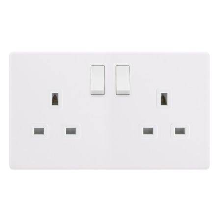 Click Definity Screwless 13A 2 Gang DP Switched Safety Shutter Socket | SFPW1036PW