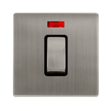 Click Definity Screwless Stainless Steel 50A Single Cooker Switch & Neon | SFSS501BK