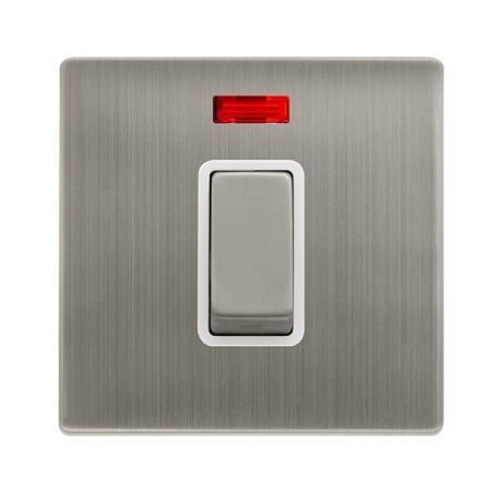 Click Definity Stainless Steel 50A DP Cooker Switch & Neon White Insert | SFSS501PW