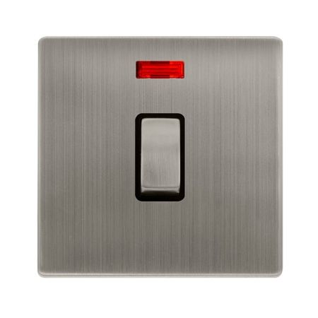 Click Definity Screwless Stainless Steel 20a Double Pole Switch & Neon Black Insert | SFSS723BK