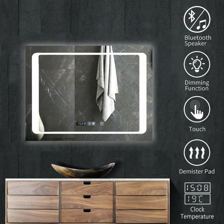 Ener-J LED Illuminated Bathroom Mirror with Built in Bluetooth Speaker | SHA5332