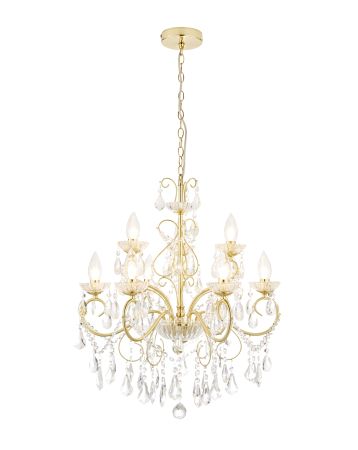 Spa Vela 9 Light Bathroom Chandelier Satin Brass | SPA-19714-SBRS