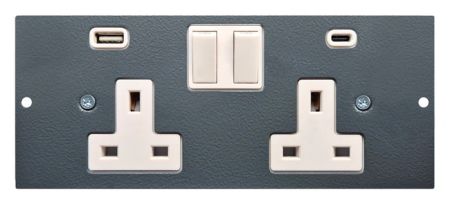 Tass ST0300/USB Floorbox Twin Sockets with USB Plate