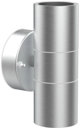 Kosnic Swimley Twin 7W GU10 Grade 304 Up/Down Wall Light Circular Base Stainless Steel | SWIC/GU10