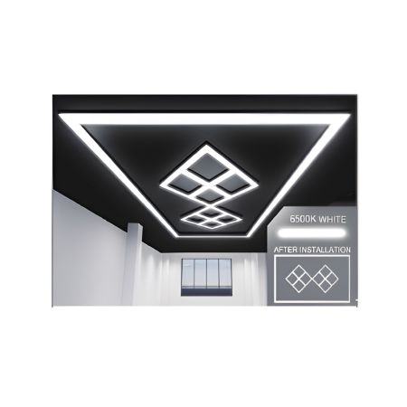 Ener-J T308 400W Designer Car Showroom Ceiling Lights with Frame (8 Diamonds and border)