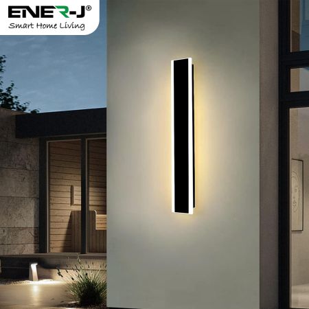 Ener-J T484 12W Outdoor Acrylic Black 60 x 8 Cm IP65 3000k Wall Light