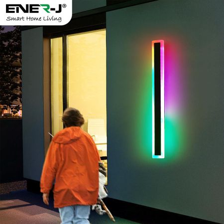 ENER-J T486 12W Outdoor Acrylic Black 600x80mm IP65 RGB Wall Light