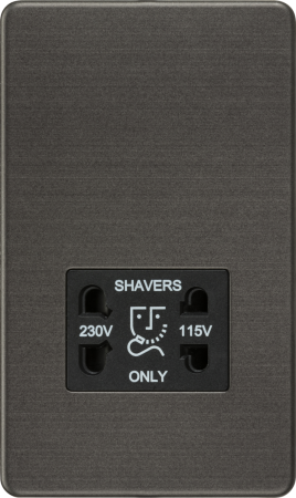 Knightsbridge Screwless Smoked Bronze 115v/230v Dual Voltage Shaver Socket Sf8900sb