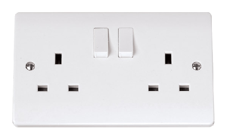 Click Curva CCA606 13A 2 Gang Single Pole Switched Socket Outlet